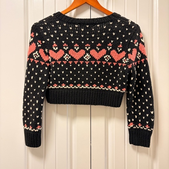 Betsey Johnson Y2K 90s Cropped Heart Knit Cardigan Black Pink – S - Picture 4 of 10